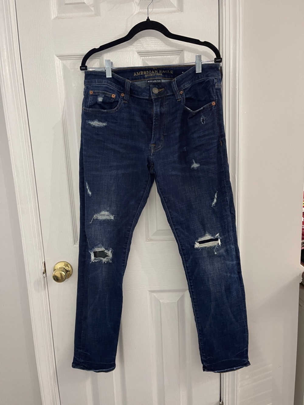 American Eagle Outfitters Navy Distressed Men's Slim Straight Jeans